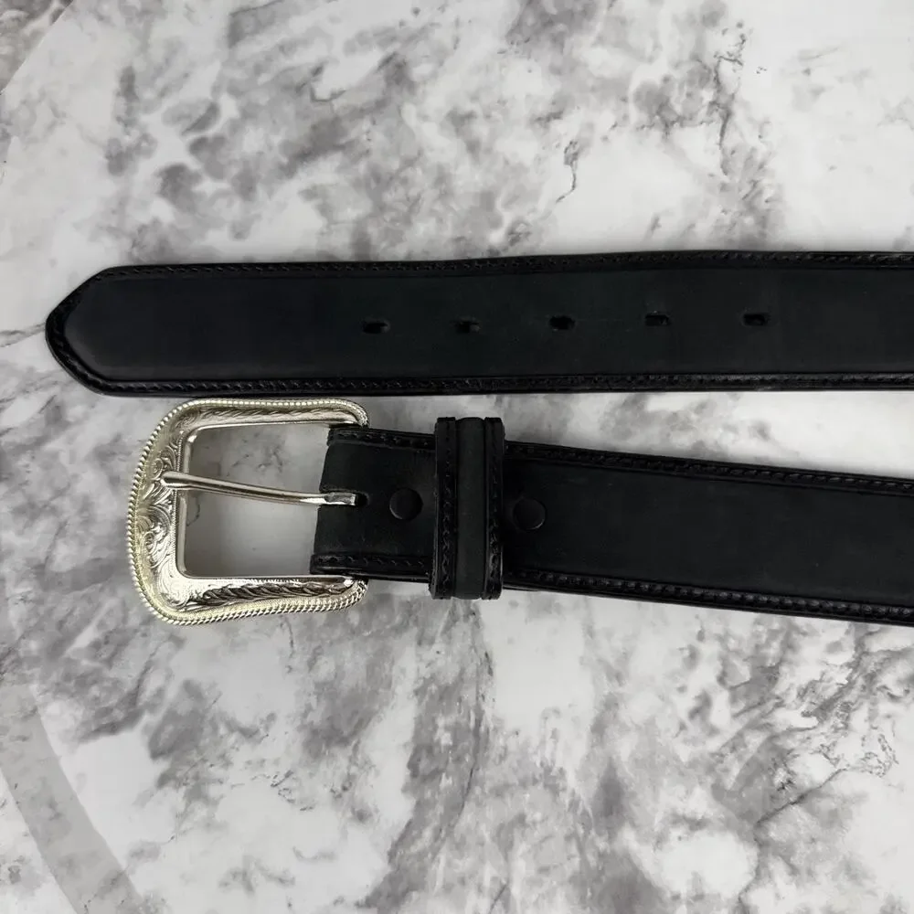 3D Mens Diamond Concho Embroidered Western Black Leather‎ Belt Size 40